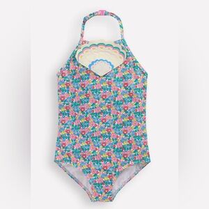 NEW MINI BODEN FLORAL SHELL SWIMSUIT GIRLS SIZE 7-8